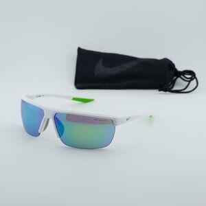 NIKE TEMPEST M CW4665 103 Rectangle Sunglasses - White/Green Mirror